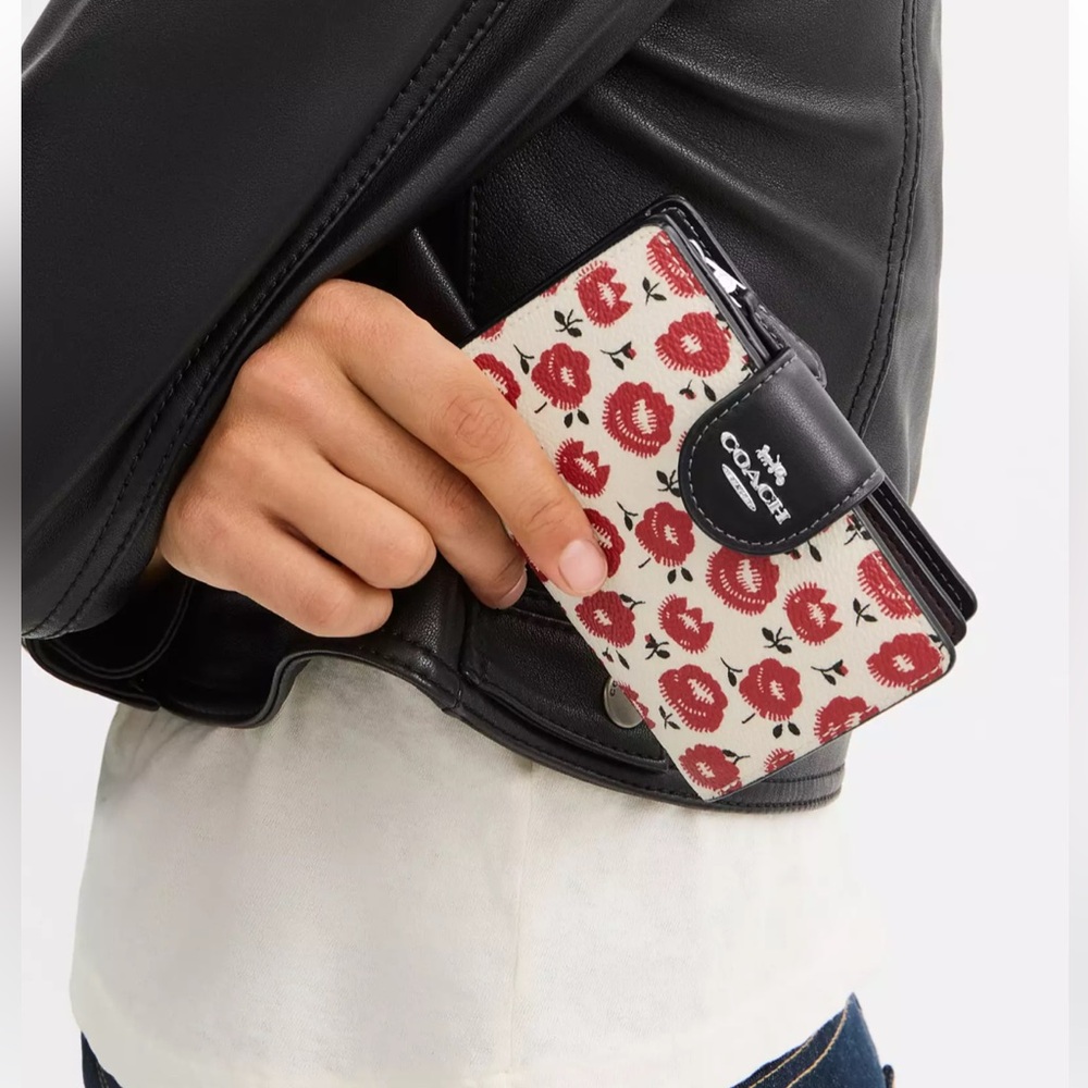 Coach Red Floral Print Wallet